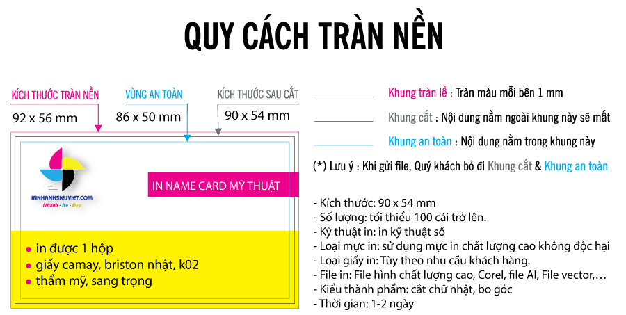 Kích thước và quy cách name card cao cấp