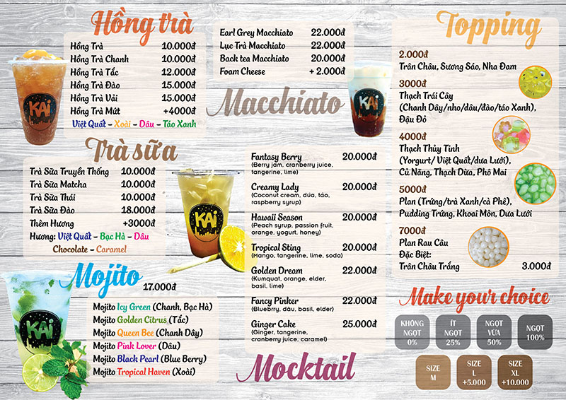 Menu hồng trà