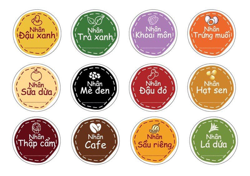 Sticker dán bánh trung thu để phân biệt nhân của bánh