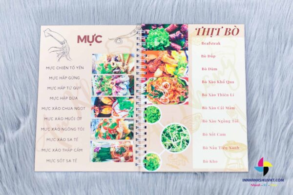 Nội dung bên trong 1 cuốn menu