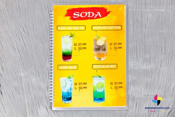 Menu thức uống soda