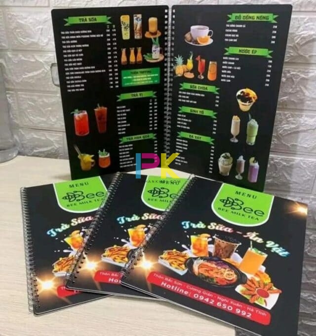 In Menu Trà Sữa 16 Combo menu trà sữa giá tốt – đóng lò xo, ép màng, phù hợp ngân sách