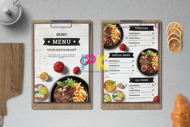 In menu nhà hàng 16 In menu nhà hàng ăn tối