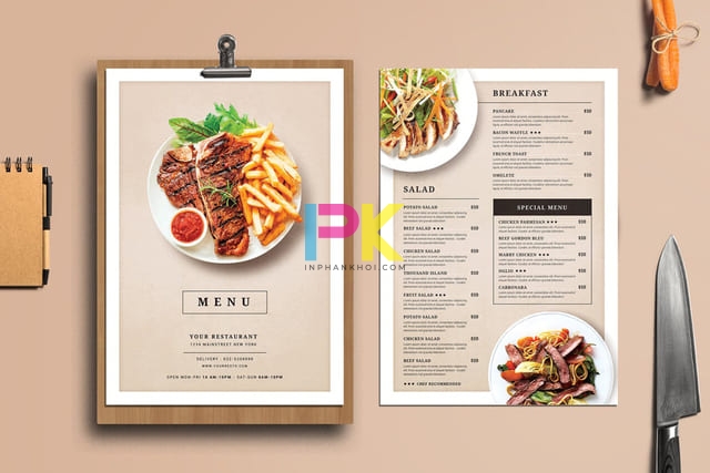 In menu nhà hàng 15 In menu nhà hàng phương tây