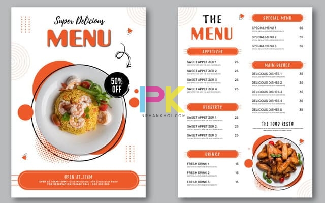 In menu nhà hàng 17 In menu nhà hàng sang trọng