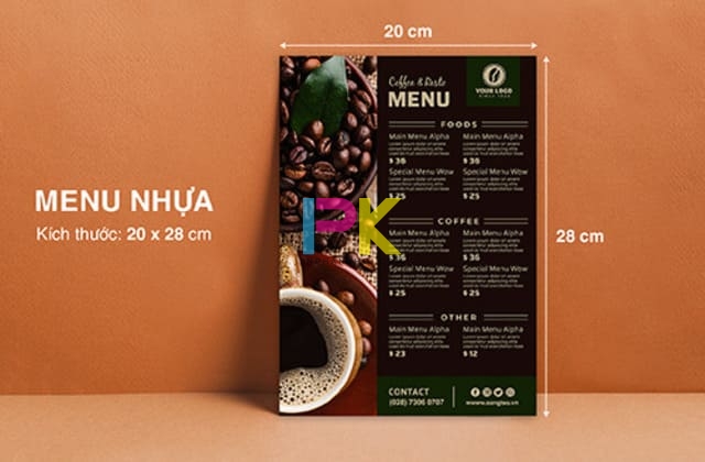 In menu nhựa 13 in menu nhựa thiết kế theo yêu cầu