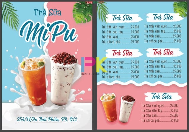In Menu Trà Sữa 14 In menu quán trà sữa thu hút