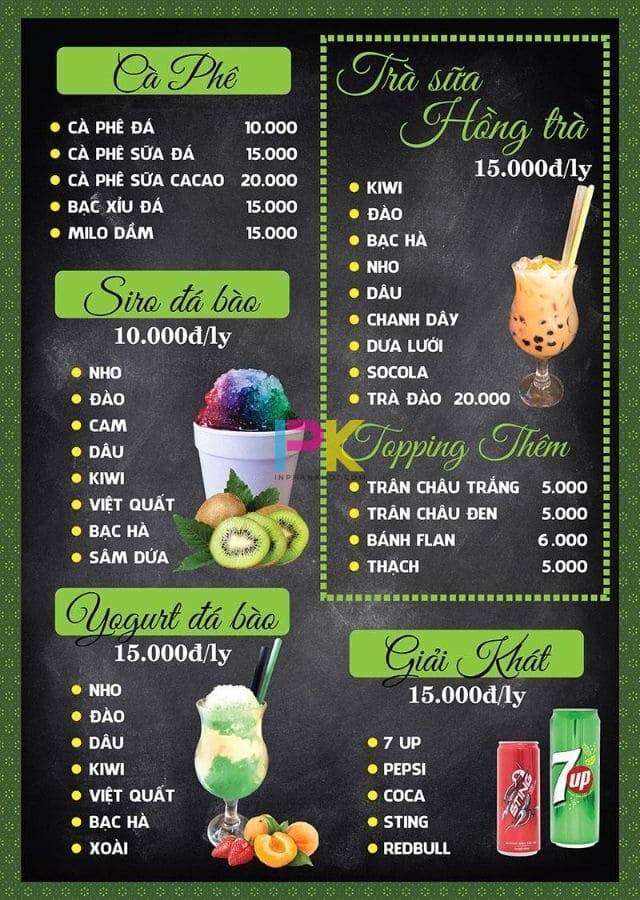 In Menu Trà Sữa 12 In menu quán trà sữa lấy ngay