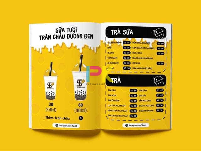 In Menu Trà Sữa 13 Menu trà sữa in giấy cán màng mờ – phù hợp quán nhỏ, dễ thay đổi