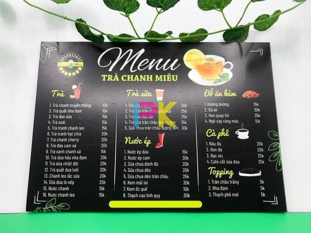 In Menu Trà Sữa 14 Menu trà sữa nhựa PVC – bền, chống nước, in rõ nét cho quán đông khách