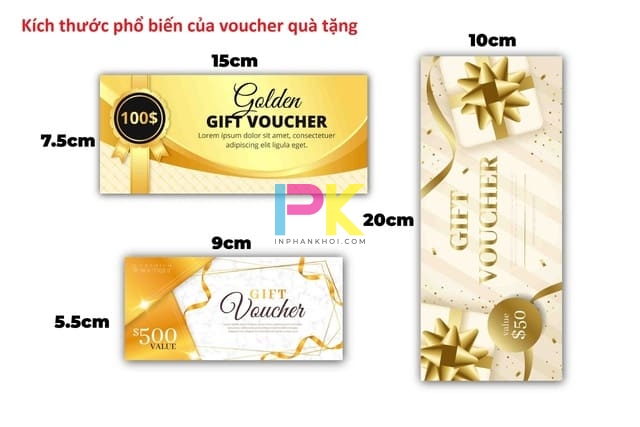 In voucher quà tặng 19 Kích thước phổ biến của voucher quà tặng khi in tại Xưởng In Phan Khôi