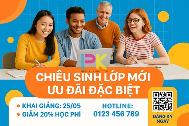 Poster chiêu sinh trung tâm – thiết kế năng động, dễ gây chú ý