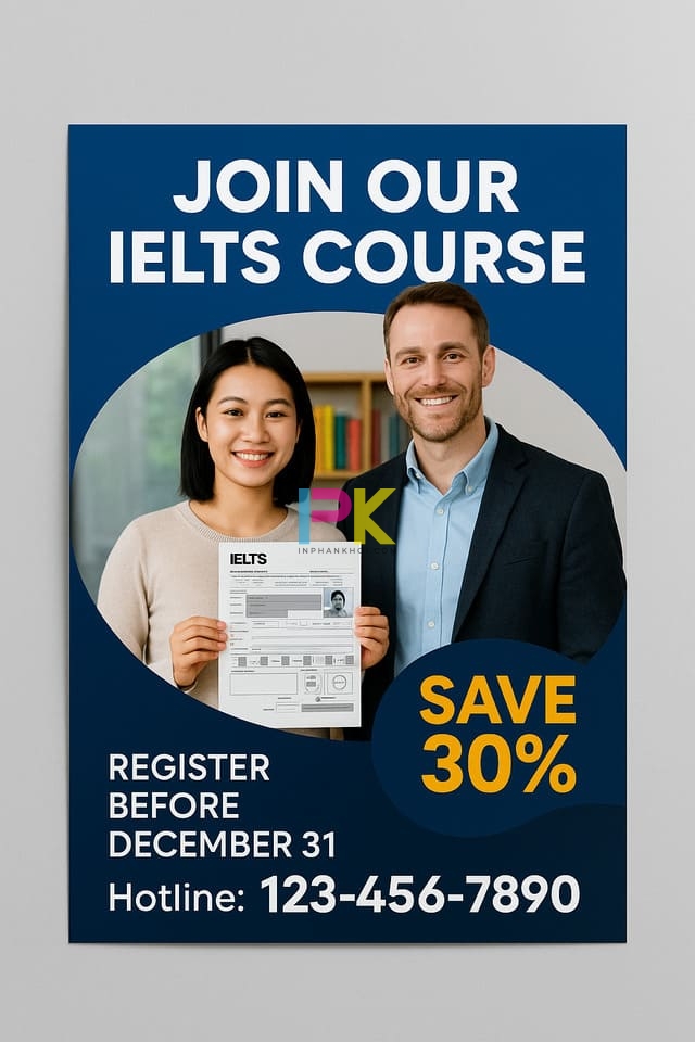 Gợi ý các mẫu poster đẹp cho sự kiện học đường 2025 8 Poster quảng bá trung tâm luyện thi IELTS kèm hình ảnh học viên đạt điểm cao