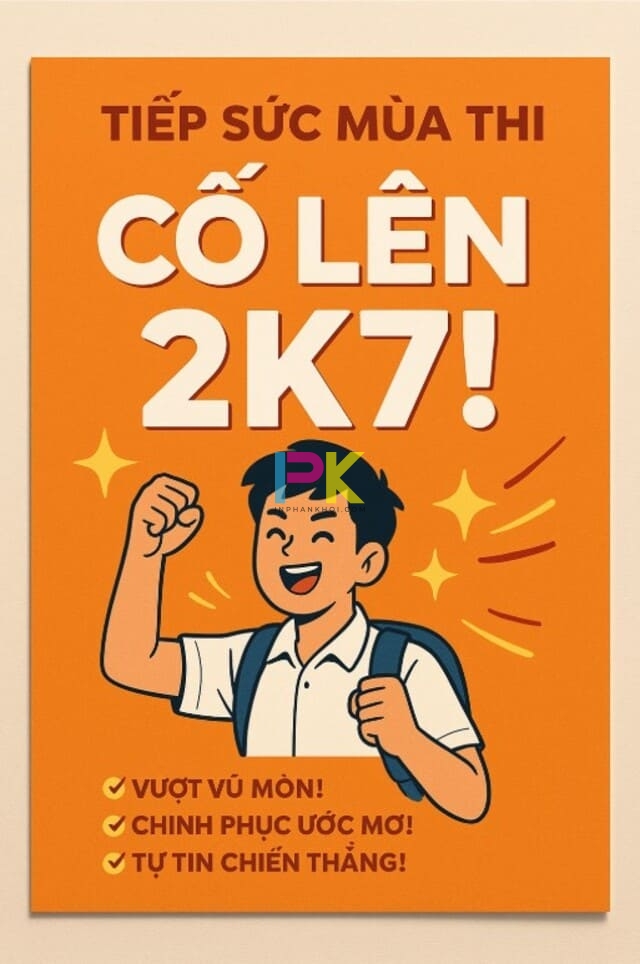 Poster tiếp sức mùa thi – Cổ Vũ tinh thần sĩ tử 2k7 2 Poster tiếp sức mùa thi cổ vũ học sinh THPT năm 2025