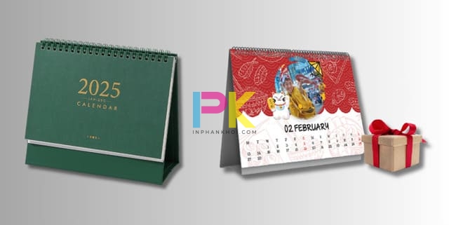 In Lịch Để Bàn 2025 18 So sánh lịch để bàn mẫu sẵn và lịch thiết kế theo yêu cầu