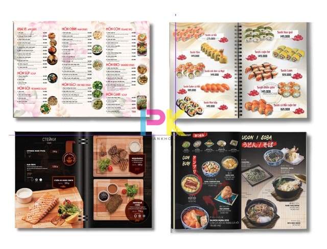 In menu nhà hàng 23 In menu nhà hàng theo phong cách Nhật – Âu – chay – trẻ trung