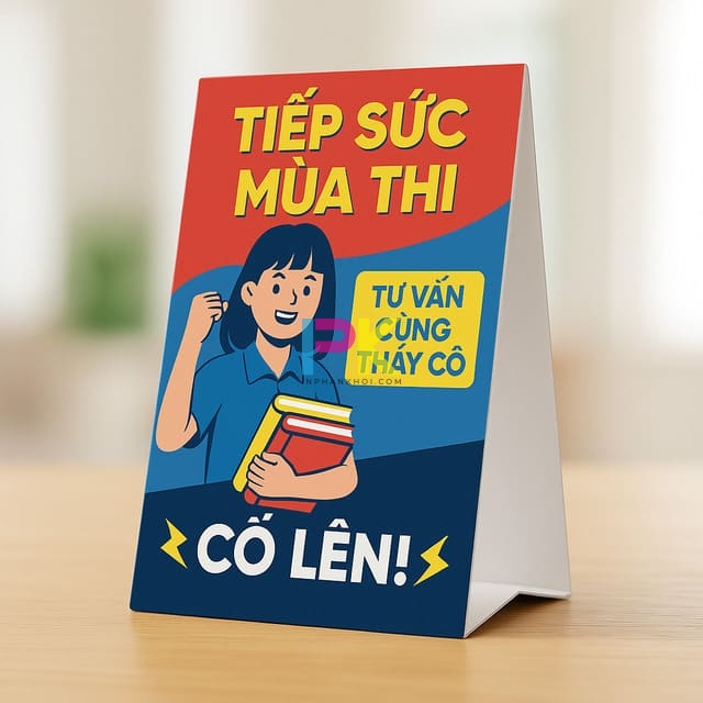 5 Mẫu thiết kế standee cổ động mùa thi truyền cảm hứng 8 Mini standee để bàn cho chương trình tư vấn mùa thi