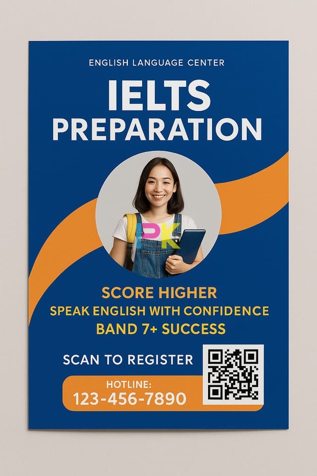 Mẫu poster tuyển sinh – Gợi ý thiết kế ấn tượng cho 2025 10 Poster tuyển sinh trung tâm ngoại ngữ quảng bá lớp luyện thi IELTS