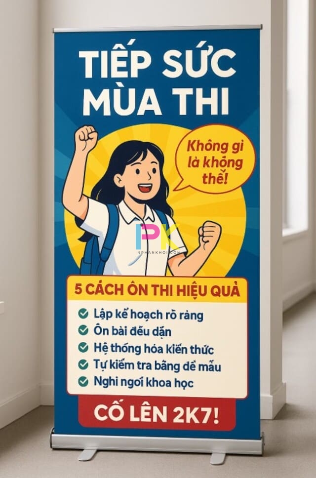 5 Mẫu thiết kế standee cổ động mùa thi truyền cảm hứng 6 Standee infographic 5 cách ôn thi hiệu quả cho học sinh