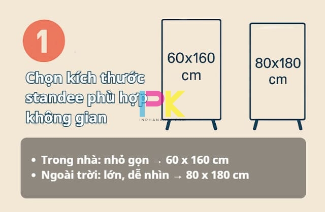 Lưu ý khi đặt in standee sự kiện trước khi in 2 Cần chọn kích thước standee phù hợp không gian