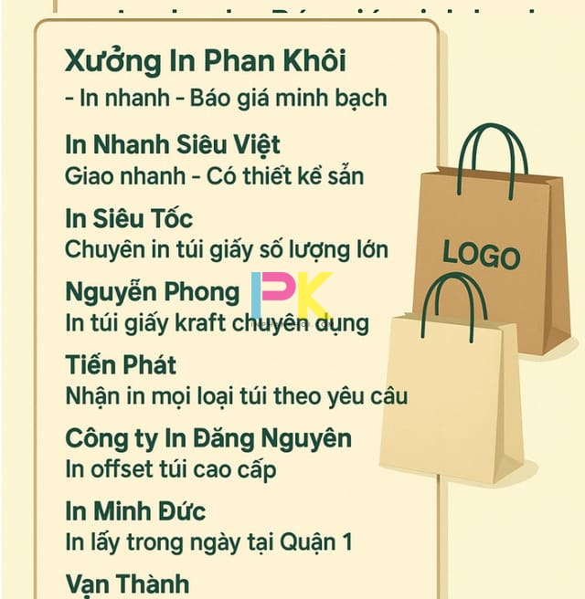 Top 9 xưởng in túi giấy tại TPHCM được khách hàng tin chọn 2 Bảng so sánh 9 xưởng in túi giấy tại TPHCM về giá, tốc độ, chất liệu