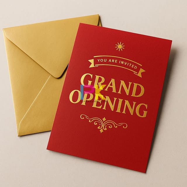 Mẫu thiệp mời đẹp cho sự kiện: Xu hướng & Dịch vụ in uy tín 4 Mẫu thiệp mời khai trương may mắn ép kim vàng