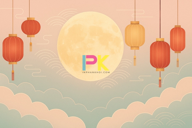 Background Trung thu xu hướng 2025 kết hợp truyền thống và hiện đại