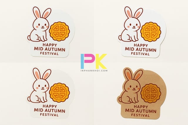 Các loại sticker trung thu phổ biến – giấy, nhựa, trong suốt, kraft