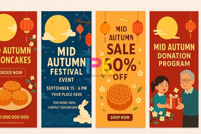 Các loại mẫu tờ rơi Trung Thu cho sự kiện, bánh, khuyến mãi