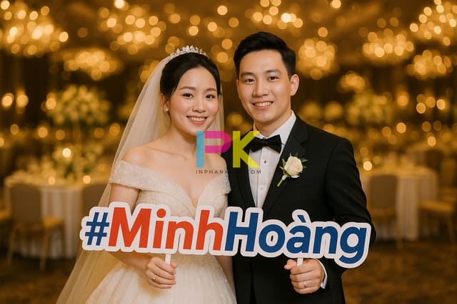Hashtag cầm tay đẹp dùng trong sự kiện đám cưới
