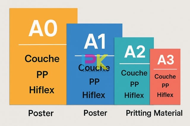 Kích thước chuẩn và chất liệu in poster Couche, PP, Hiflex