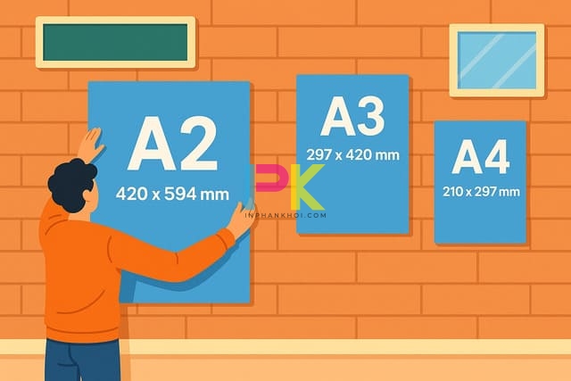 So sánh kích thước poster A2, A3, A4 dùng trong trường học và sự kiện