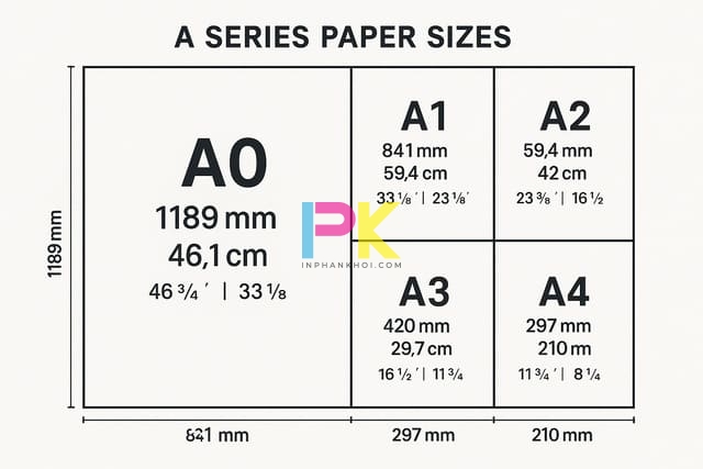 Bảng so sánh kích thước poster chuẩn A0 A1 A2 A3 A4