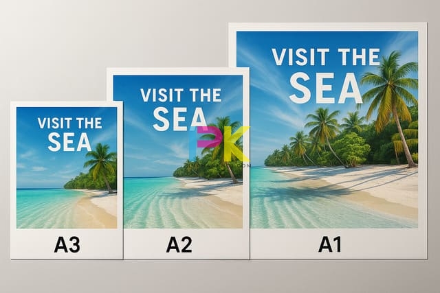 So sánh kích thước poster du lịch A3, A2, A1