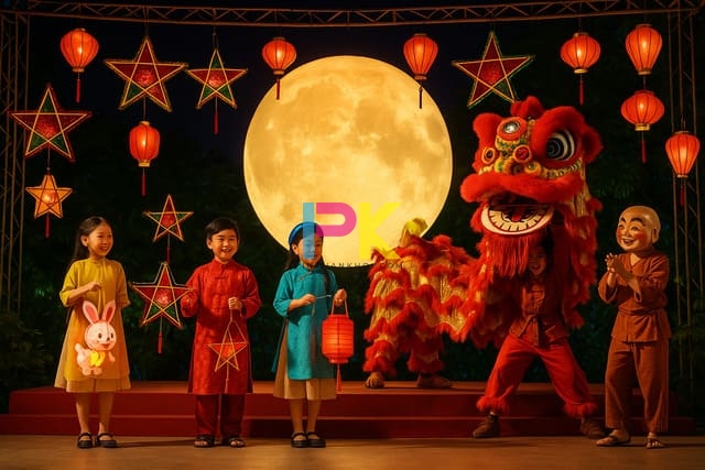 Mẫu background Trung thu đẹp 2025 sân khấu sự kiện