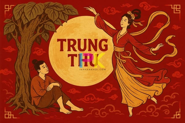 Mẫu banner Trung Thu truyền thống với chị Hằng và chú Cuội