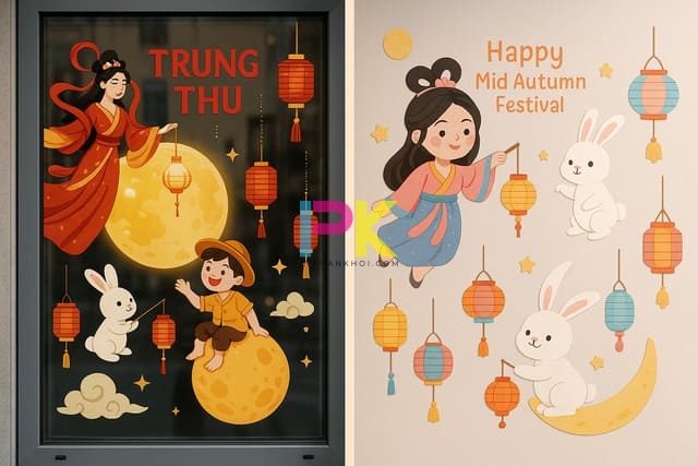 Bộ sưu tập mẫu decal trang trí Trung Thu truyền thống và hiện đại