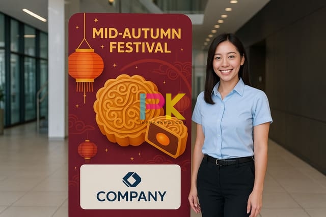 Standee trung thu trang trí tại sảnh công ty
