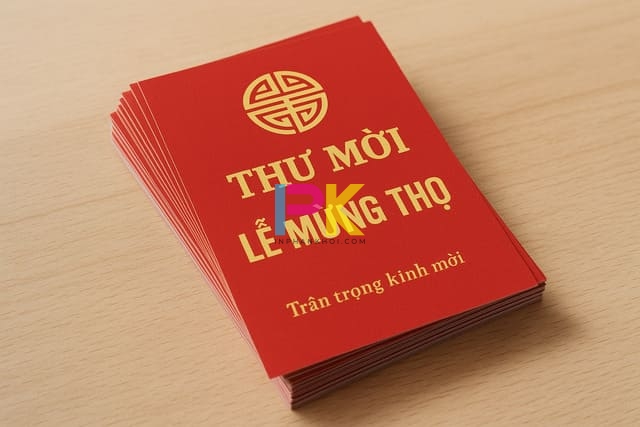Thiệp mời lễ mừng thọ in nhanh, giá rẻ trên giấy C250