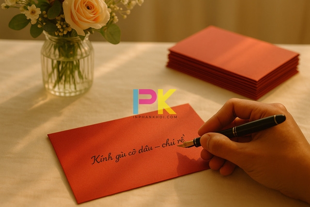 Cách viết phong bì đám cưới đúng chuẩn & gợi ý in phong bì đẹp tại TP.HCM 3 Hướng dẫn cách viết phong bì đám cưới đúng chuẩn tại Xưởng In Phan Khôi TP.HCM