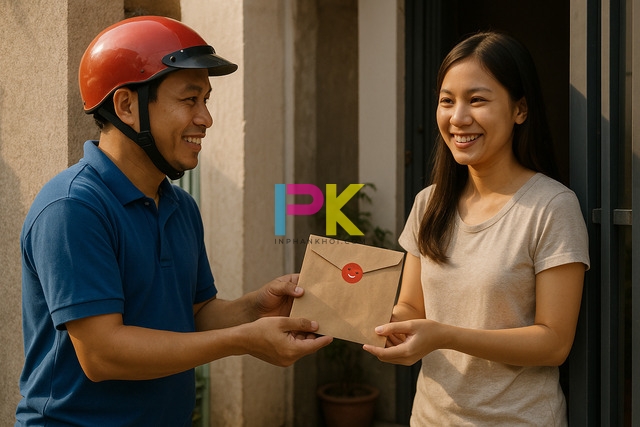 Hướng dẫn chi tiết cách viết thiệp mời đầy tháng hay, chuẩn và đẹp 6 Nhân viên Xưởng In Phan Khôi giao bộ thiệp mời đầy tháng đã in hoàn thiện cho khách hàng tại TP.HCM