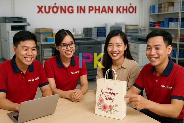 Mẫu túi quà tặng 20/10 đẹp – In theo yêu cầu, giao nhanh tại TP.HCM 9 Đội ngũ nhân viên Xưởng In Phan Khôi tư vấn khách hàng in túi quà 20/10
