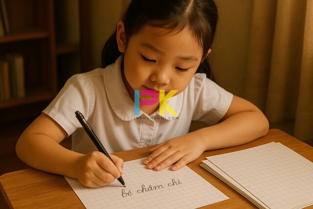Tải mẫu giấy 5 ô ly chuẩn Word A4 miễn phí, file đẹp, in ngay 6 Học sinh luyện viết chữ đẹp bằng mẫu giấy 5 ô ly chuẩn Word