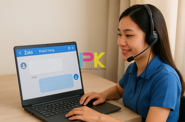 Hướng dẫn tải mẫu giấy A4 có dòng kẻ chấm file Word chuẩn 7 Nhân viên tư vấn của Xưởng In Phan Khôi hỗ trợ khách hàng qua Zalo về in giấy A4 có dòng kẻ chấm.