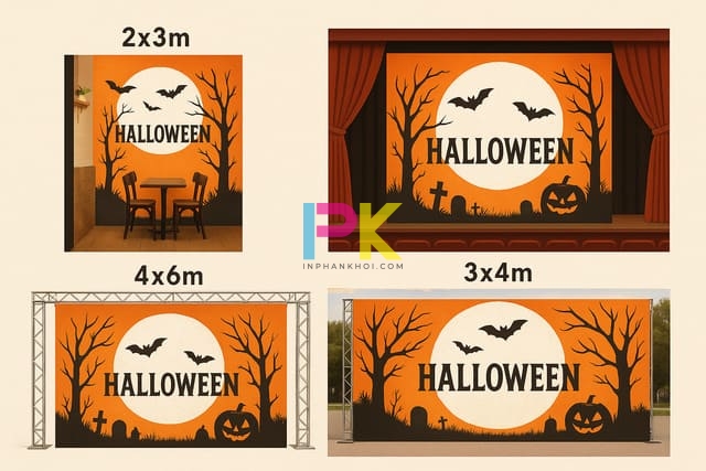 Mẫu background Halloween đẹp & dễ ứng dụng cho mọi không gian lễ hội 5 Kích thước backdrop Halloween phổ biến 2x3m, 3x4m, 4x6m