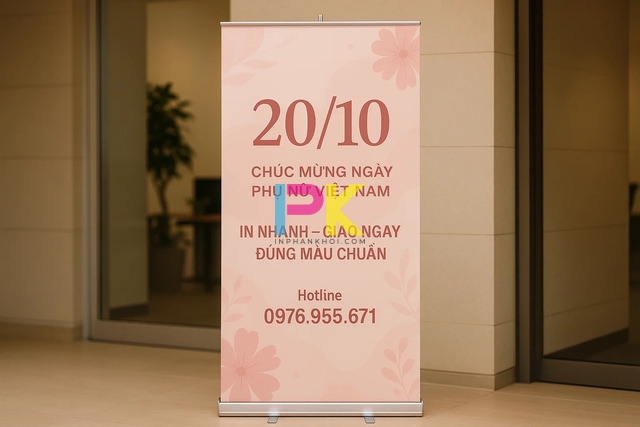 Mẫu standee 20/10 đẹp, chuyên nghiệp và in nhanh tại TP.HCM 8 Liên hệ Xưởng In Phan Khôi – in standee 20/10 nhanh, đúng màu, giao trong ngày