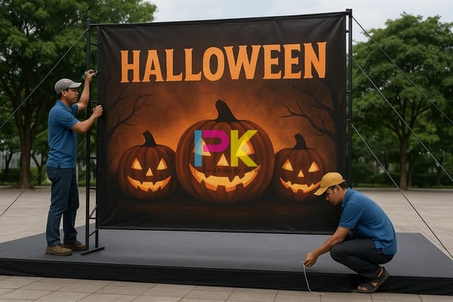 Mẫu background Halloween đẹp & dễ ứng dụng cho mọi không gian lễ hội 8 Thi công lắp dựng backdrop Halloween ngoài trời tại TP.HCM