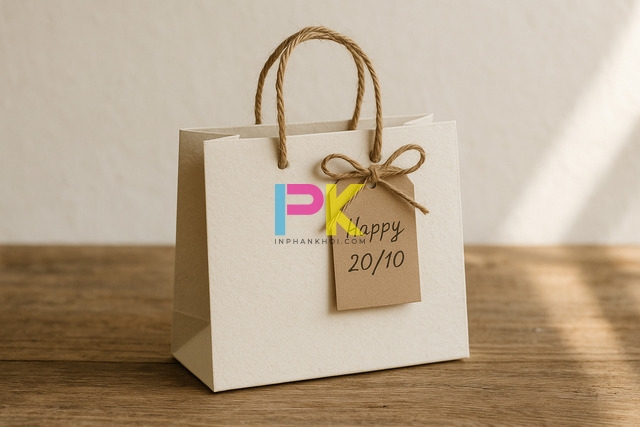 Mẫu túi quà tặng 20/10 đẹp – In theo yêu cầu, giao nhanh tại TP.HCM 6 Túi quà handmade 20/10 làm từ giấy mỹ thuật kèm dây đay tự nhiên