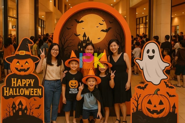 Mẫu Standee Halloween đẹp & ấn tượng 2025 tại Xưởng In Phan Khôi 8 Ứng dụng standee halloween trong cửa hàng và sự kiện thực tế