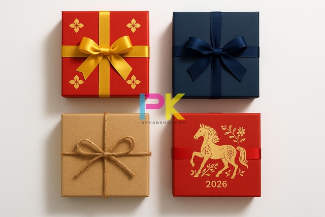 Bộ sưu tập mẫu hộp quà Tết sang trọng và cách in đẹp, chuẩn màu 2 Một số phong cách hộp quà Tết nổi bật được khách hàng chọn nhiều.